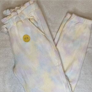 New Cat & Jack Girls XL 14 Waffle Jogger Pants Tie Dye Pull On Tie Waist